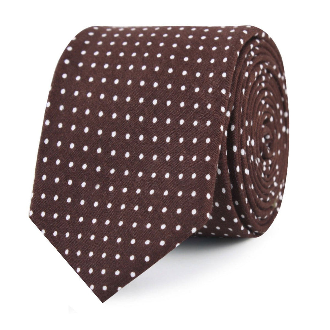 Lungo Brown Polkadot Cotton Slim Tie