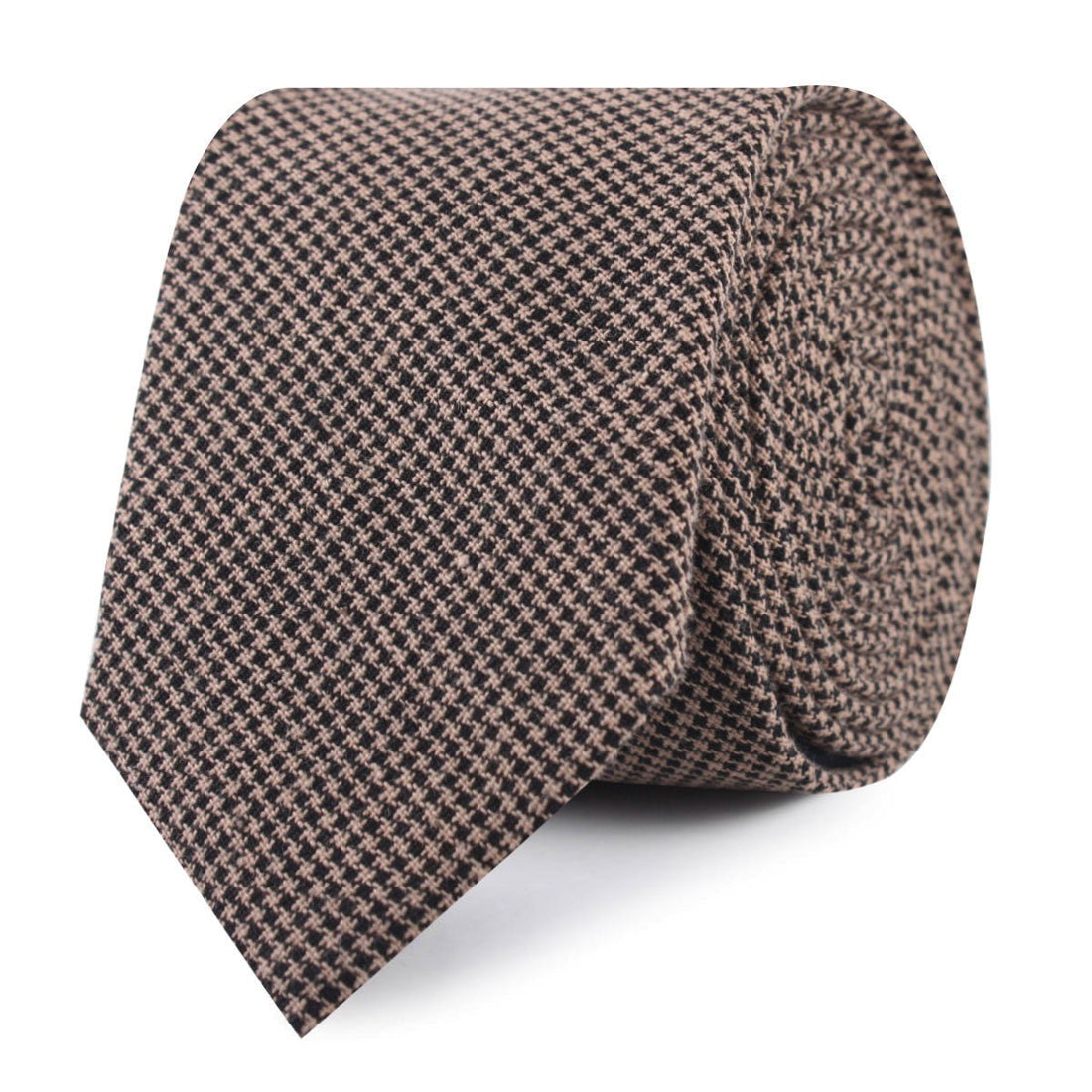 Madrid Brown Houndstooth Slim Tie