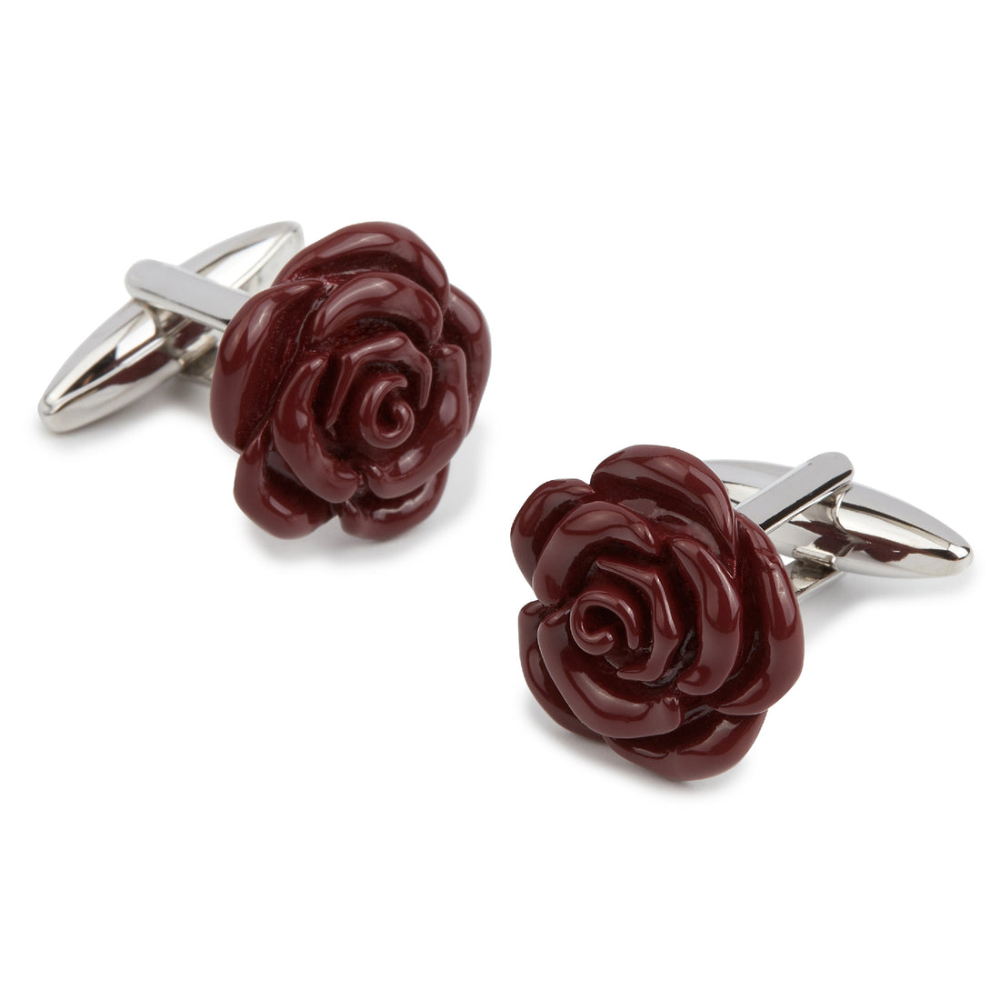 MahoganyMaroonRoseMetalCufflinks