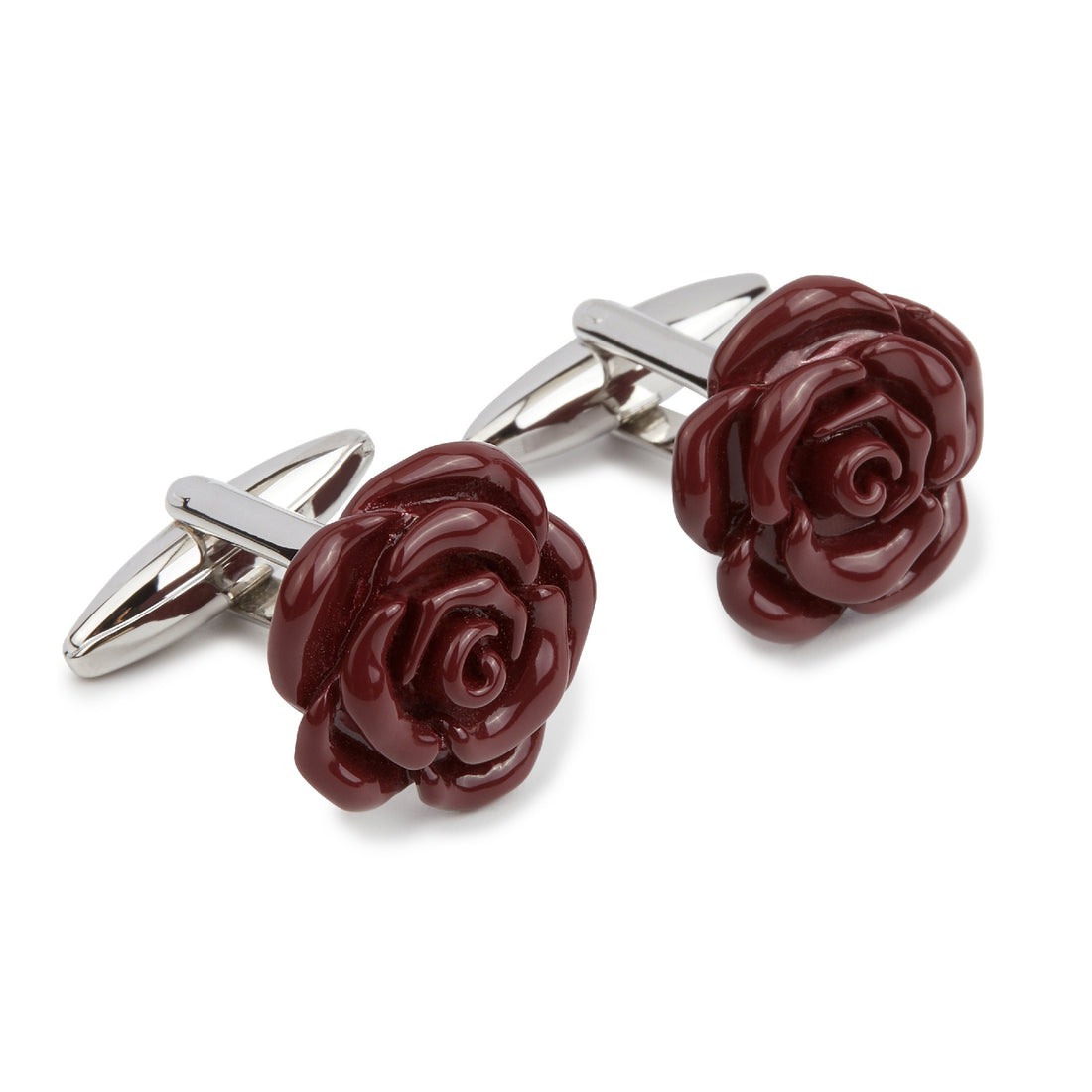 MahoganyMaroonRoseMetalCufflinks