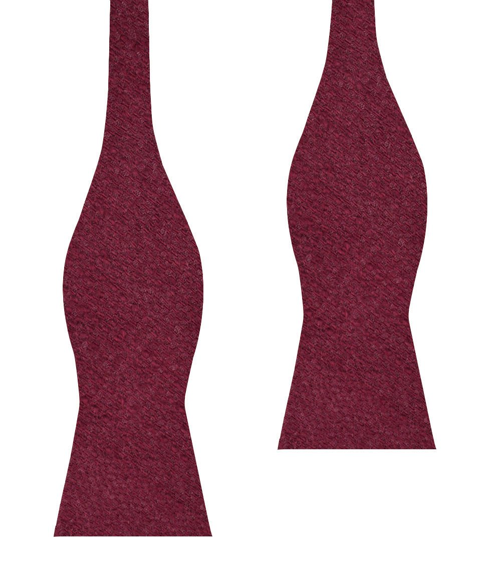 Mahogany Wine Linen Twill Self Bow Tie