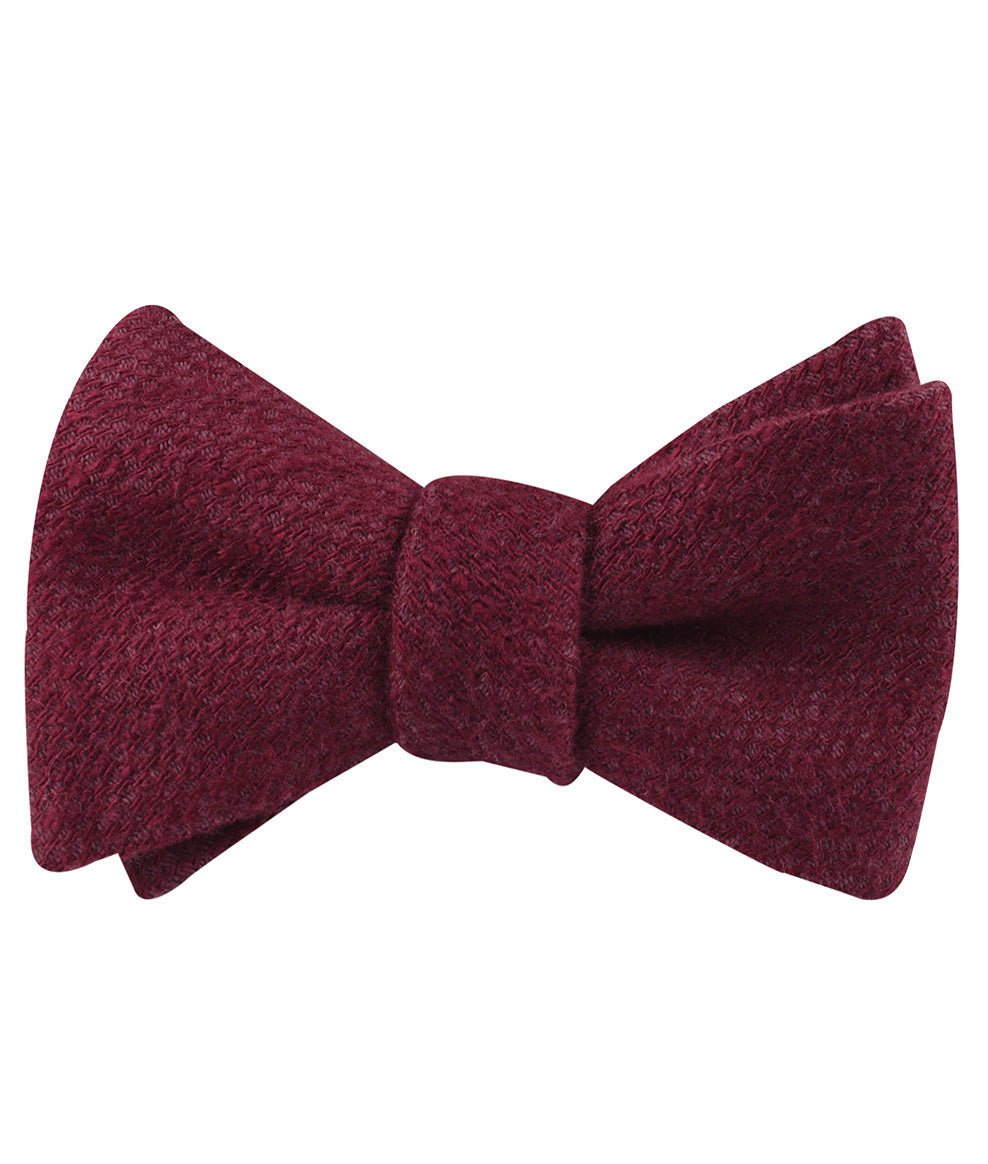 Mahogany Wine Linen Twill Self Tie Bow Tie