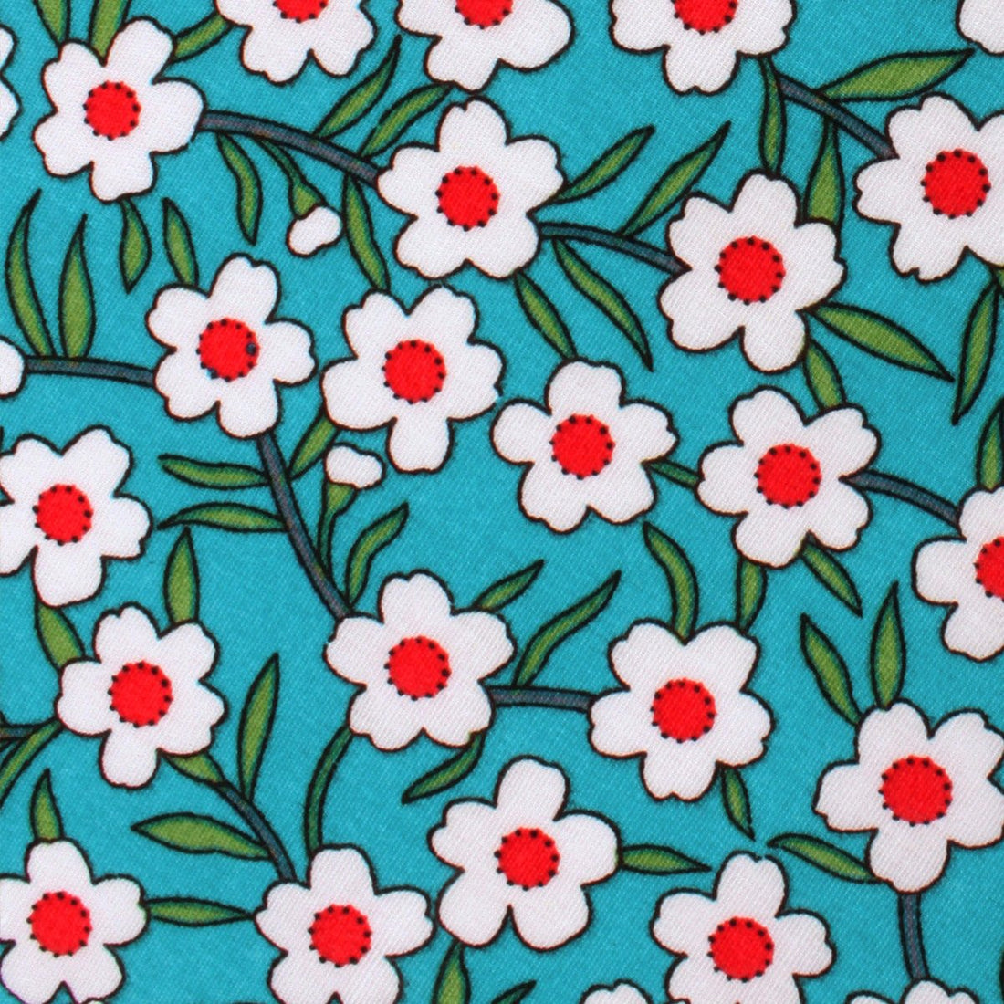 Maldivian Turquoise Floral Necktie Fabric