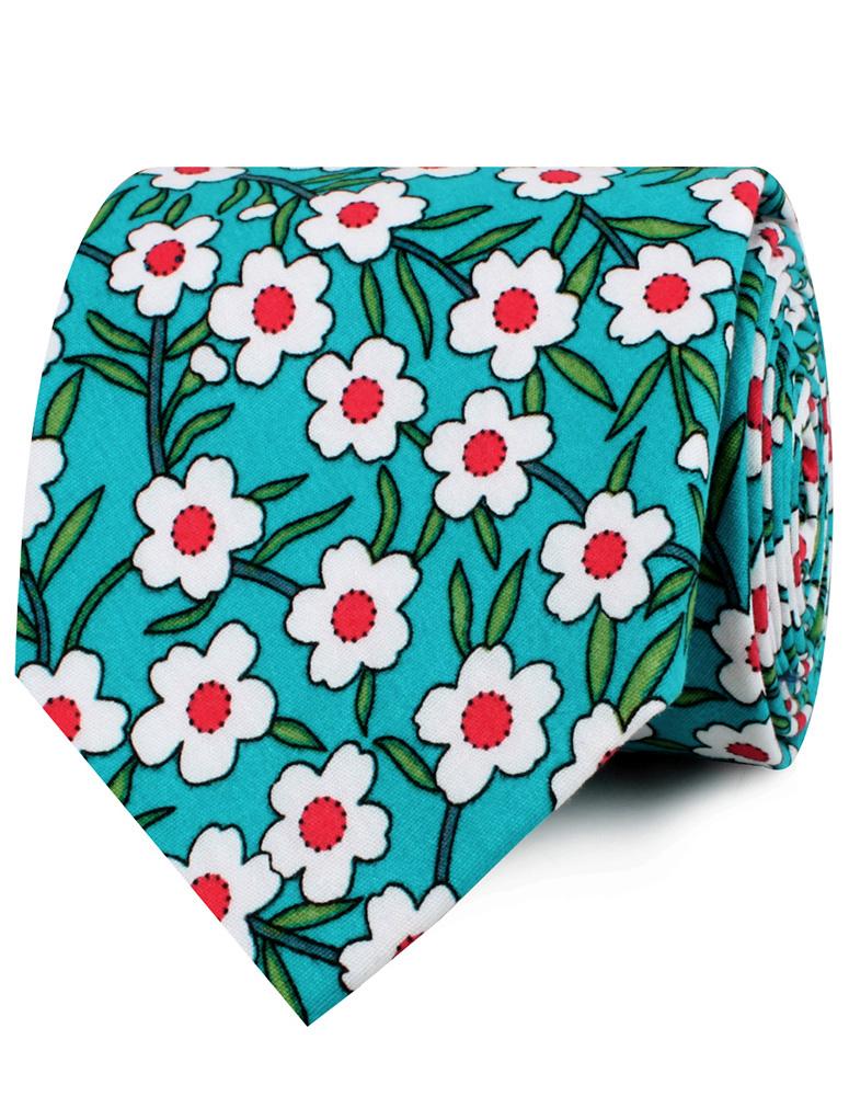 Maldivian Turquoise Floral Neckties