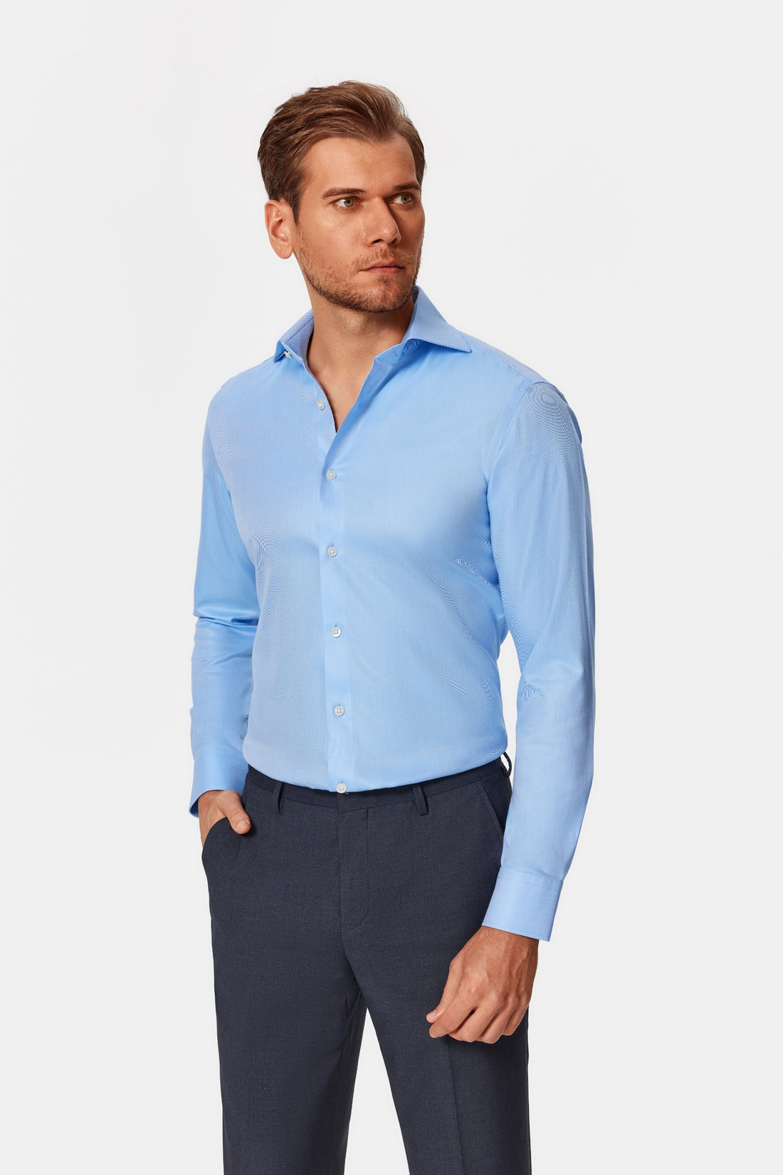 Mannheim Blue Stripe Dobby Non-Iron Shirt