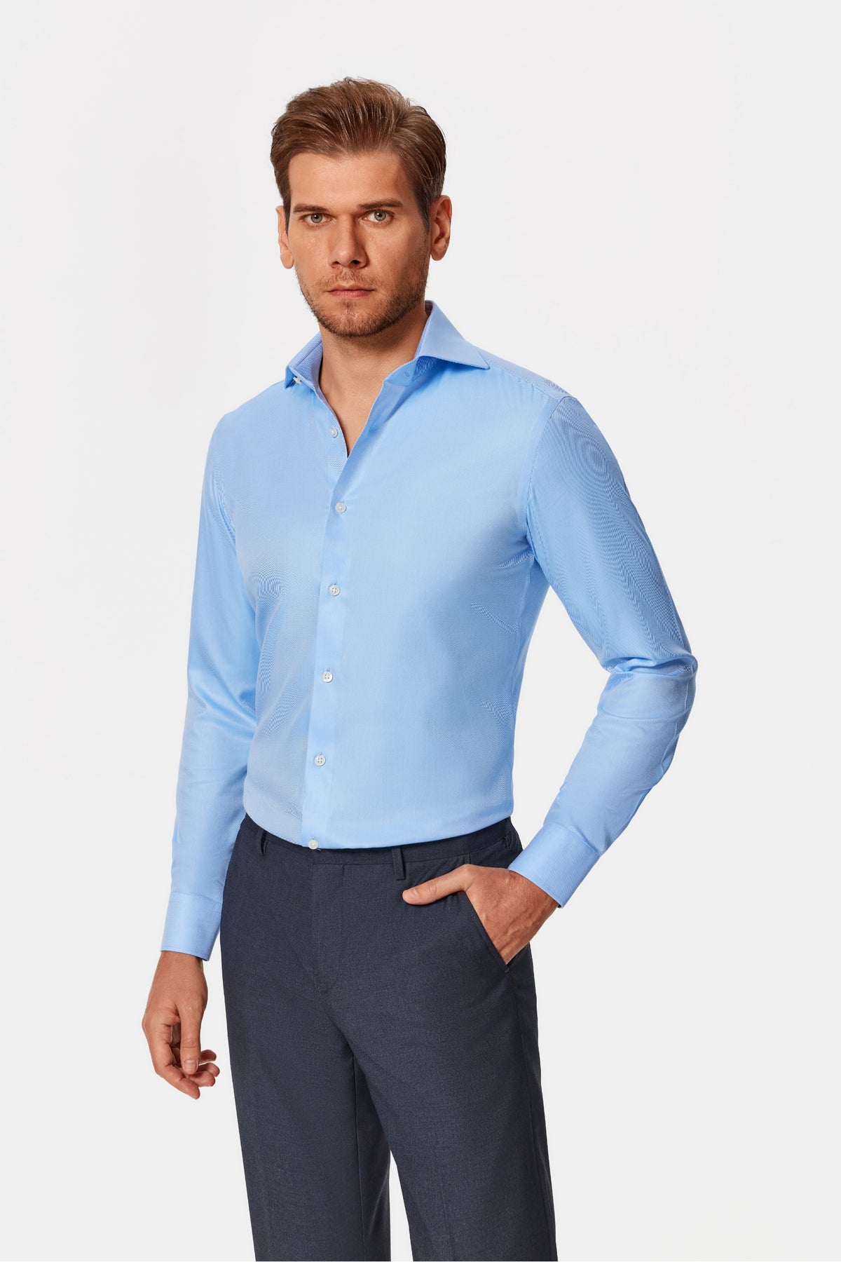 Mannheim Blue Stripe Dobby Non-Iron Shirt