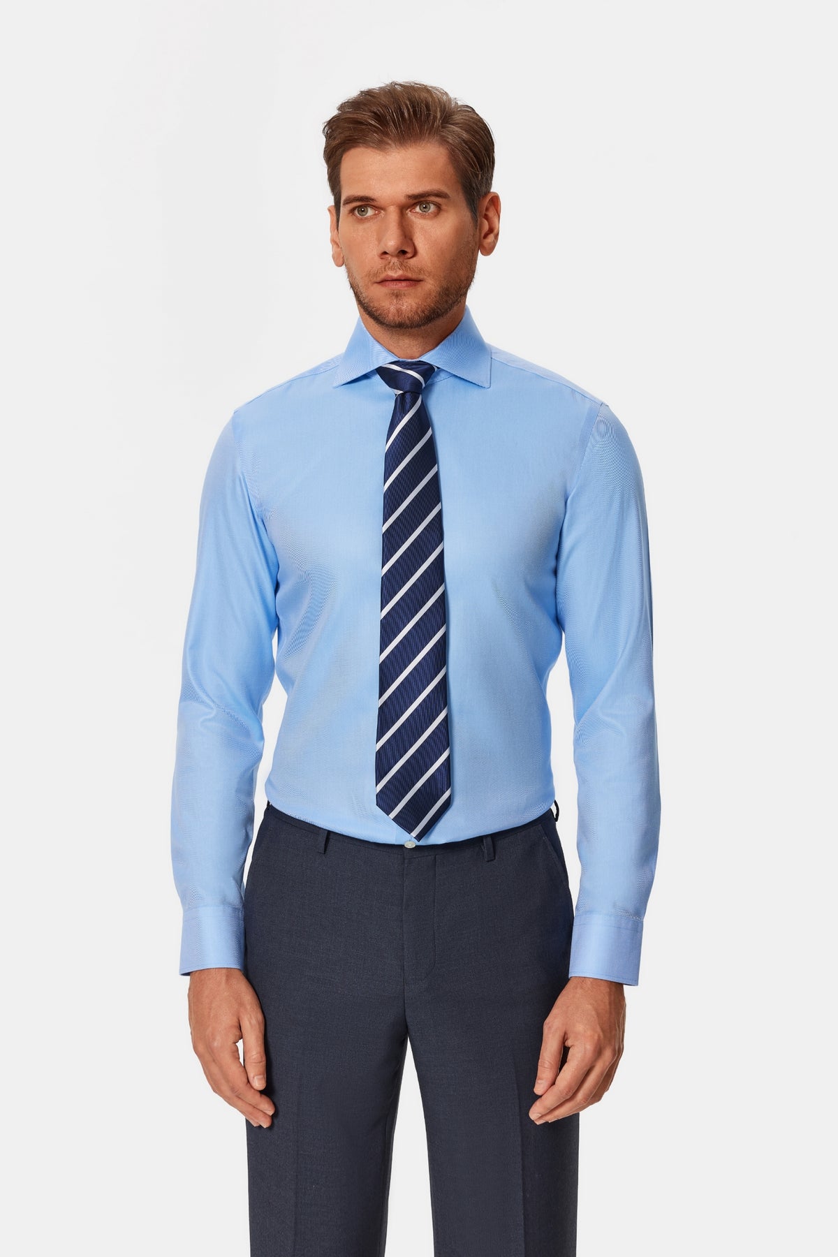 Mannheim Blue Stripe Dobby Non-Iron Shirt