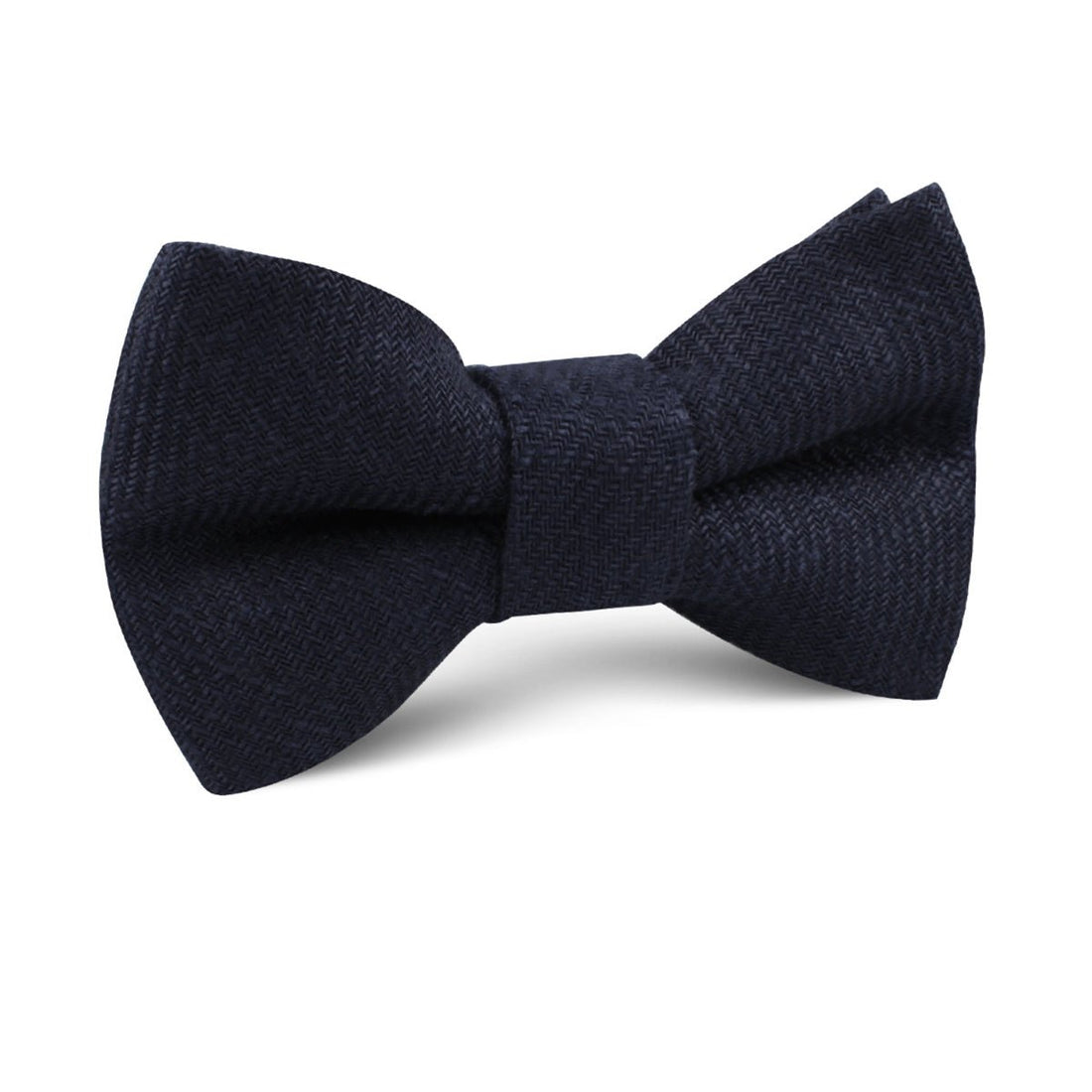 Marine Dark Navy Blue Twill Linen Kids Bow Tie