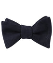 Marine Dark Navy Blue Twill Linen Self Tied Bow Tie