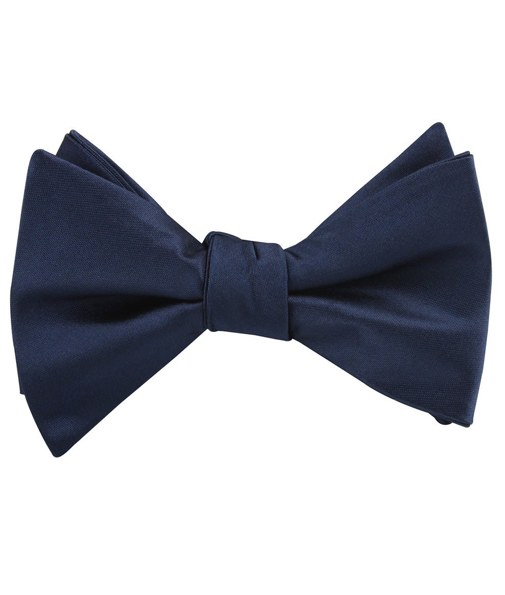 Marine Midnight Blue Satin Self Tied Bow Tie