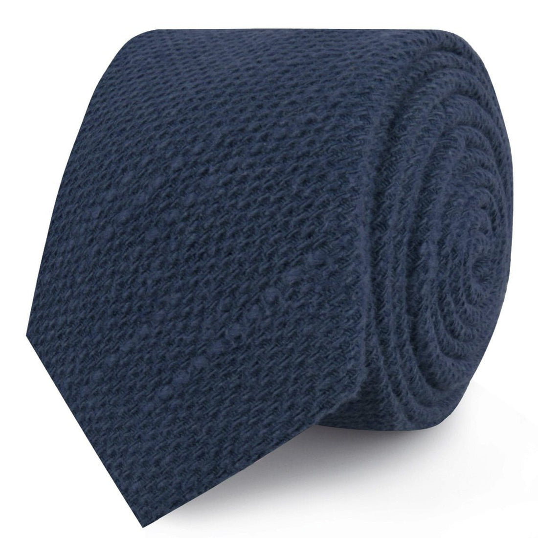 Marine Navy Blue Linen Skinny Ties