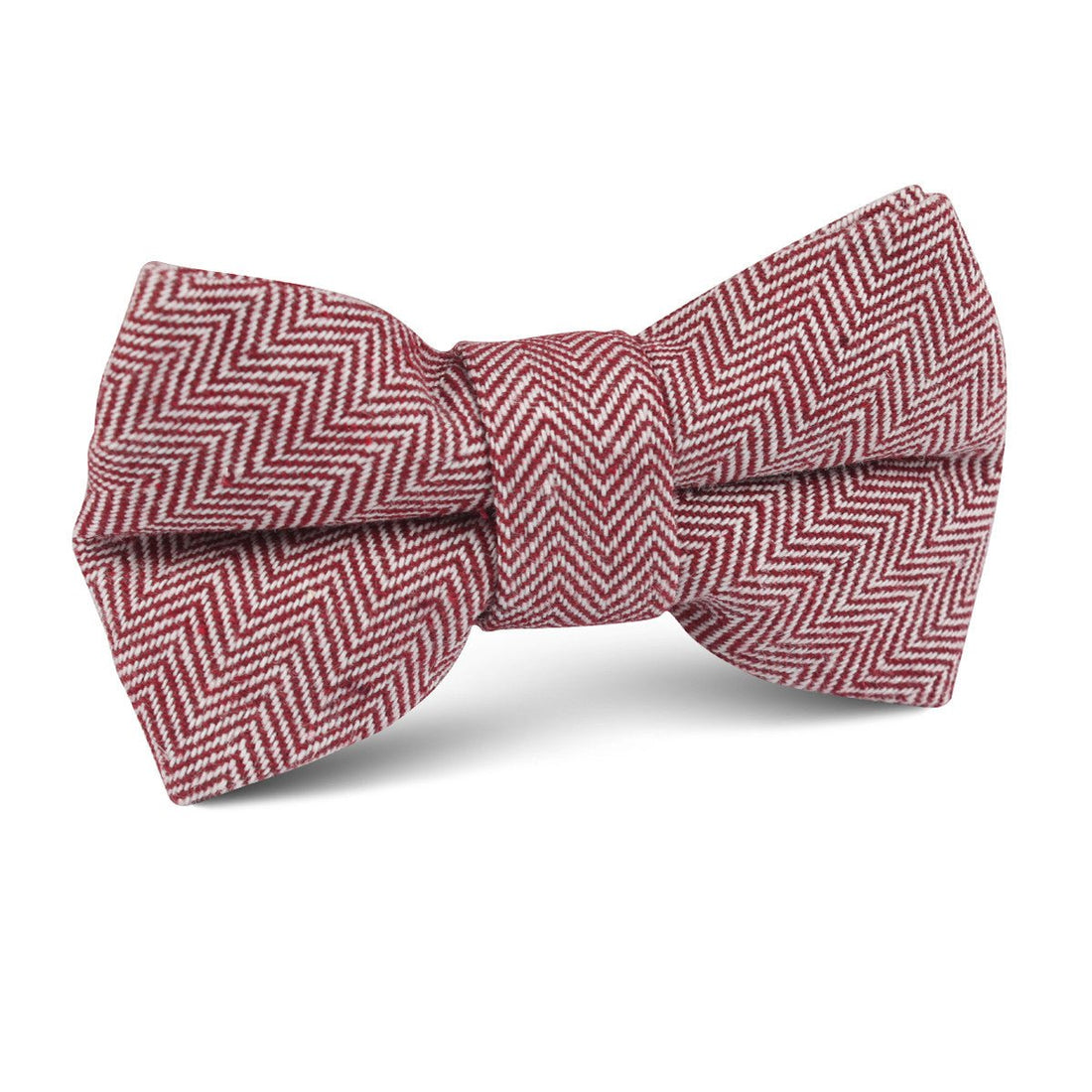 Maroon Herringbone Linen Kids Bow Tie