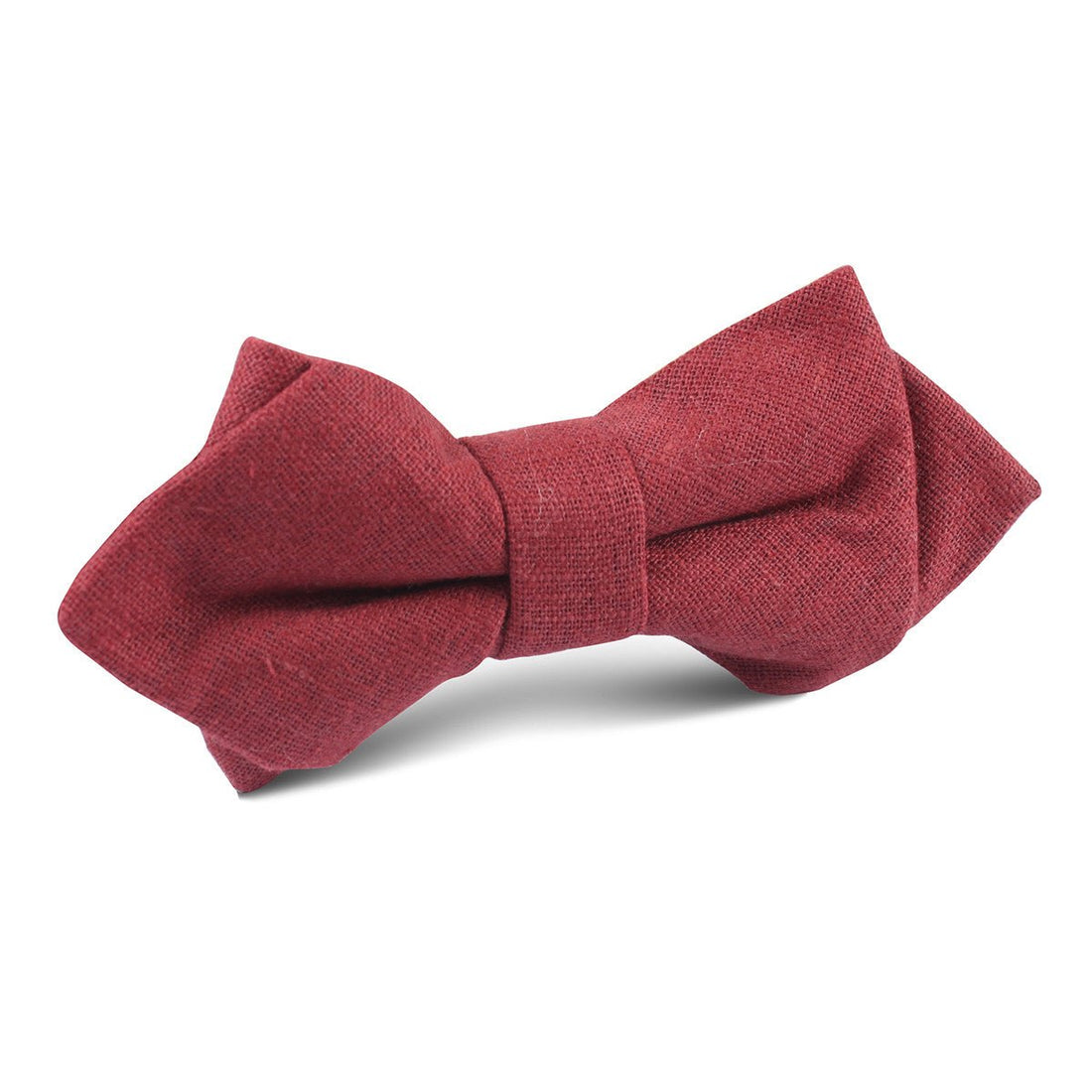 Maroon Slub Linen Diamond Bow Tie