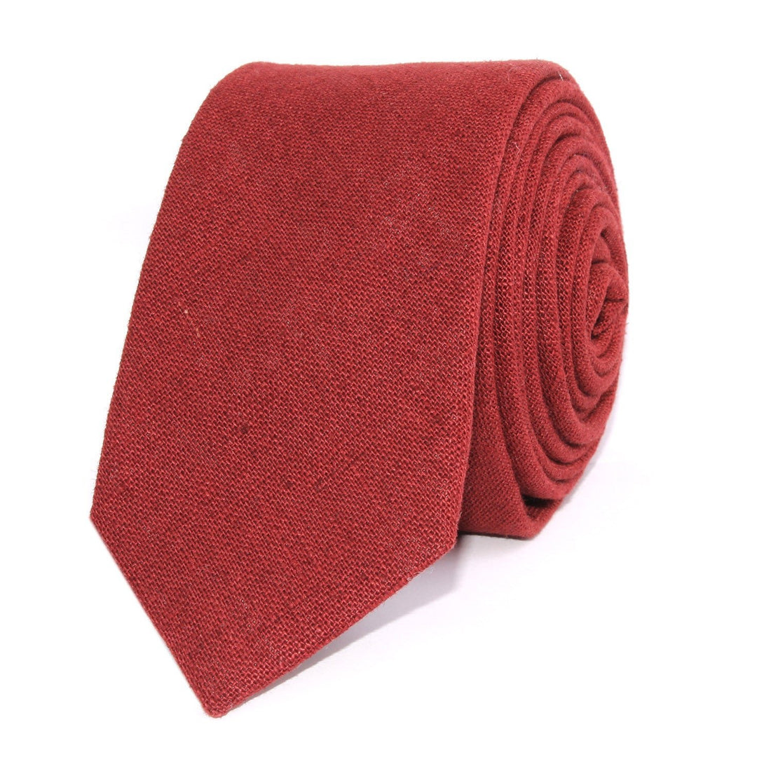 Maroon Slub Linen Skinny Tie Front