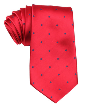 Maroon Tie with Navy Blue Polka Dots