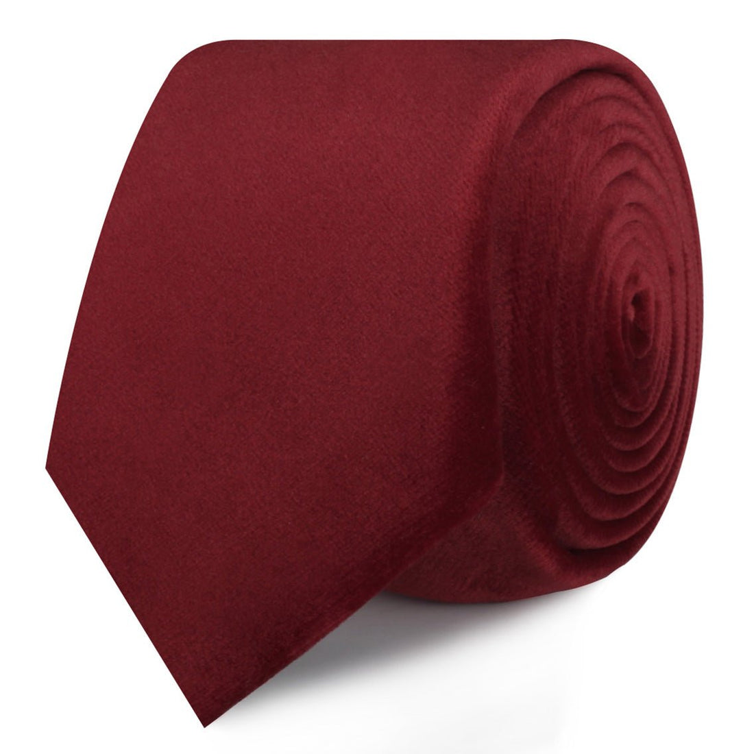 Maroon Velvet Skinny Tie Roll