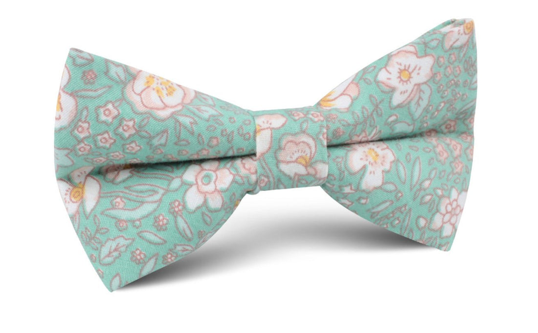 Maui Mint Green Floral Bow Tie