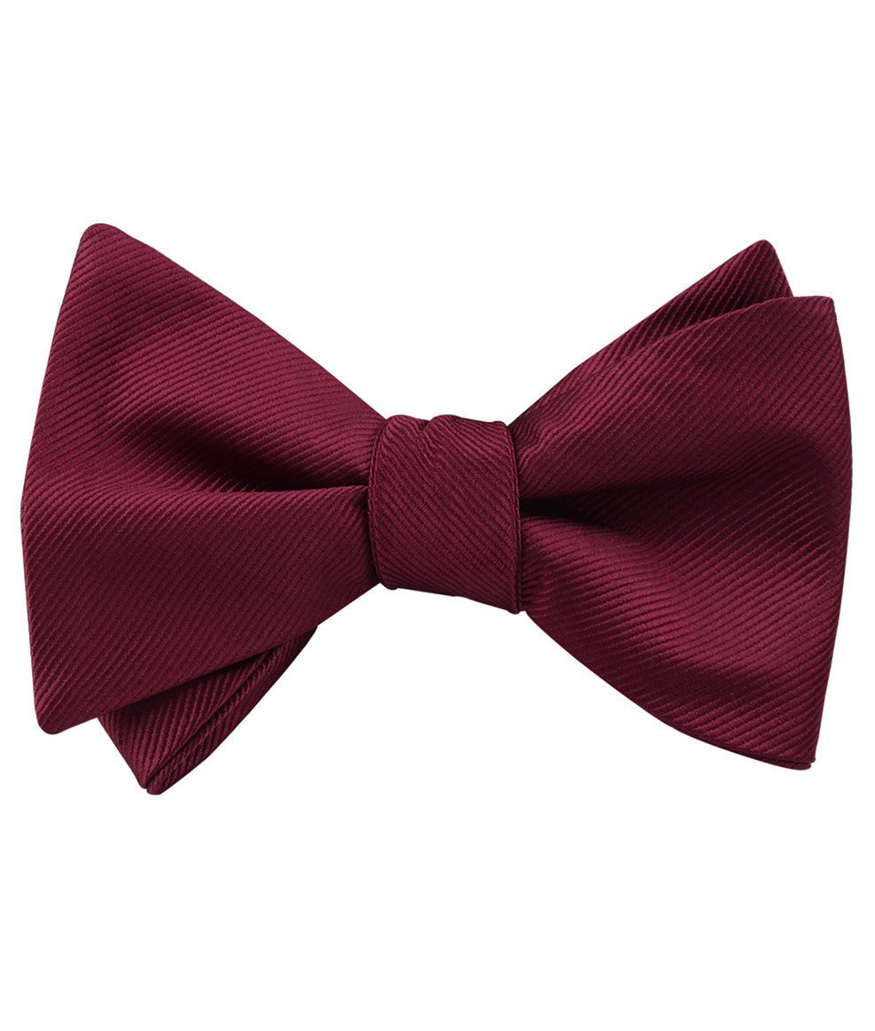 Merlot Burgundy Twill Self Tied Bow Tie