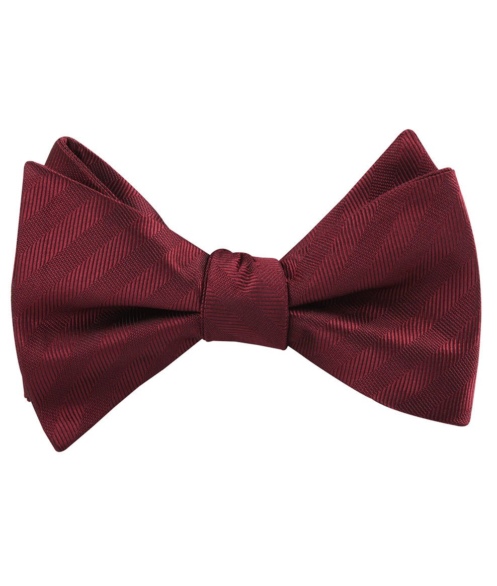 Merlot Wine Striped Self Tied Bow Tie