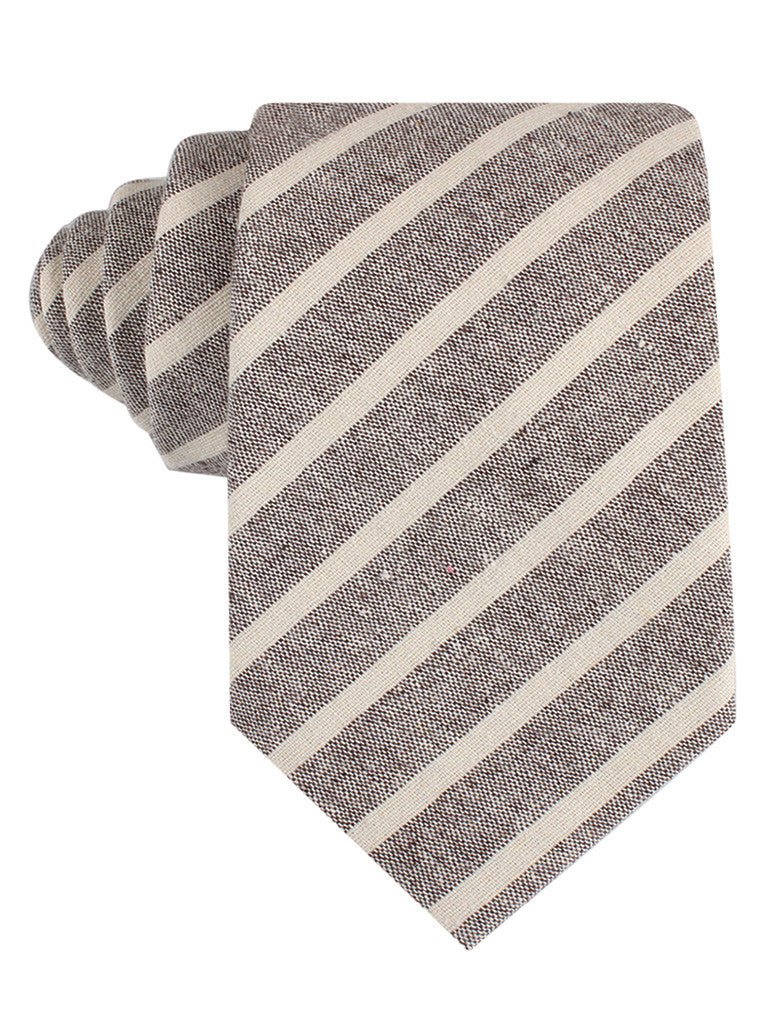 Mersin Brown Stripe Chalk Linen Tie