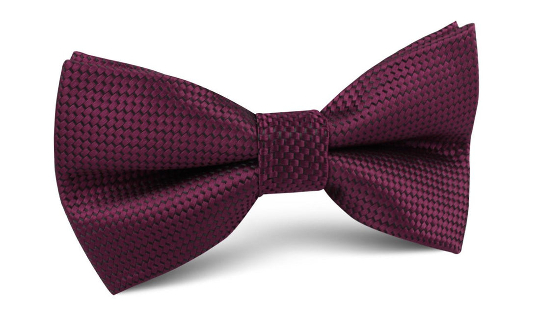 Metallic Maroon Oxford Weave Bow Tie