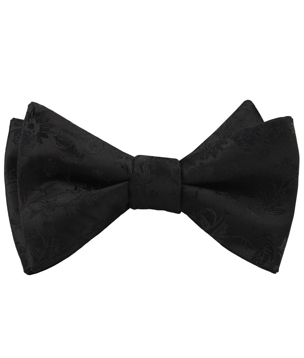 Midnight Black Floral Self Tied Bow Tie