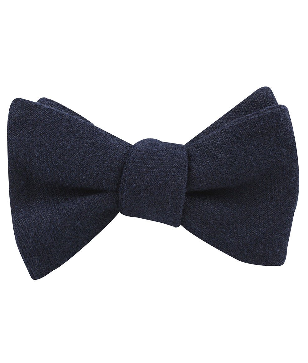 Midnight Blue-Black Linen Self Tied Bow Tie