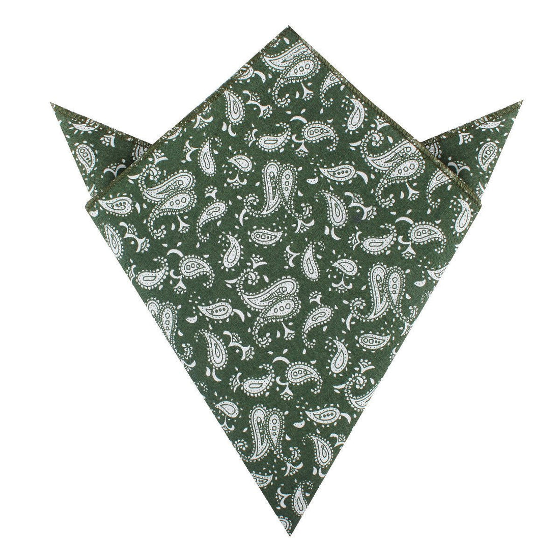 Milan Paisley Green Pocket Square