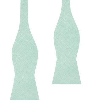 Mint Blush Green Chevron Linen Self Bow Tie