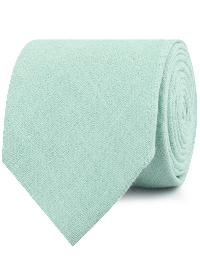 Mint Blush Green Chevron Linen Neckties