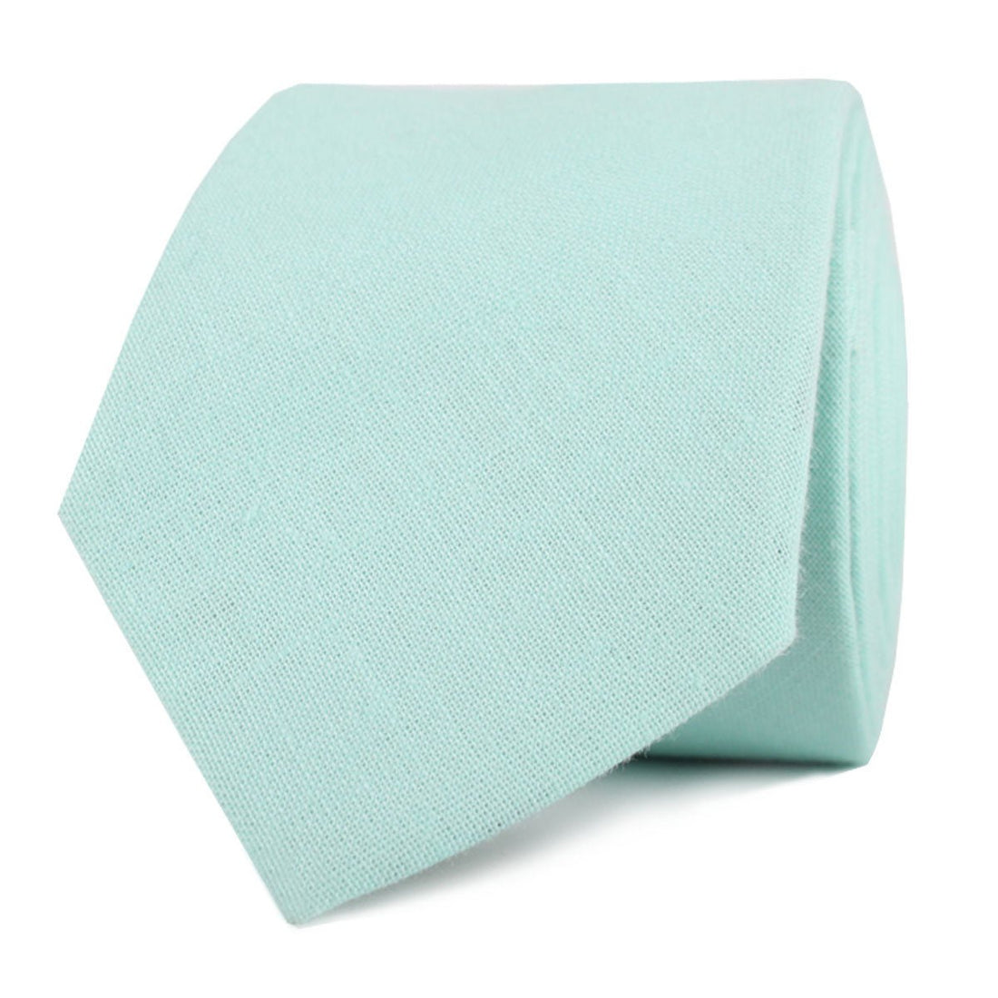 Mint Green Linen Skinny Tie Front Roll