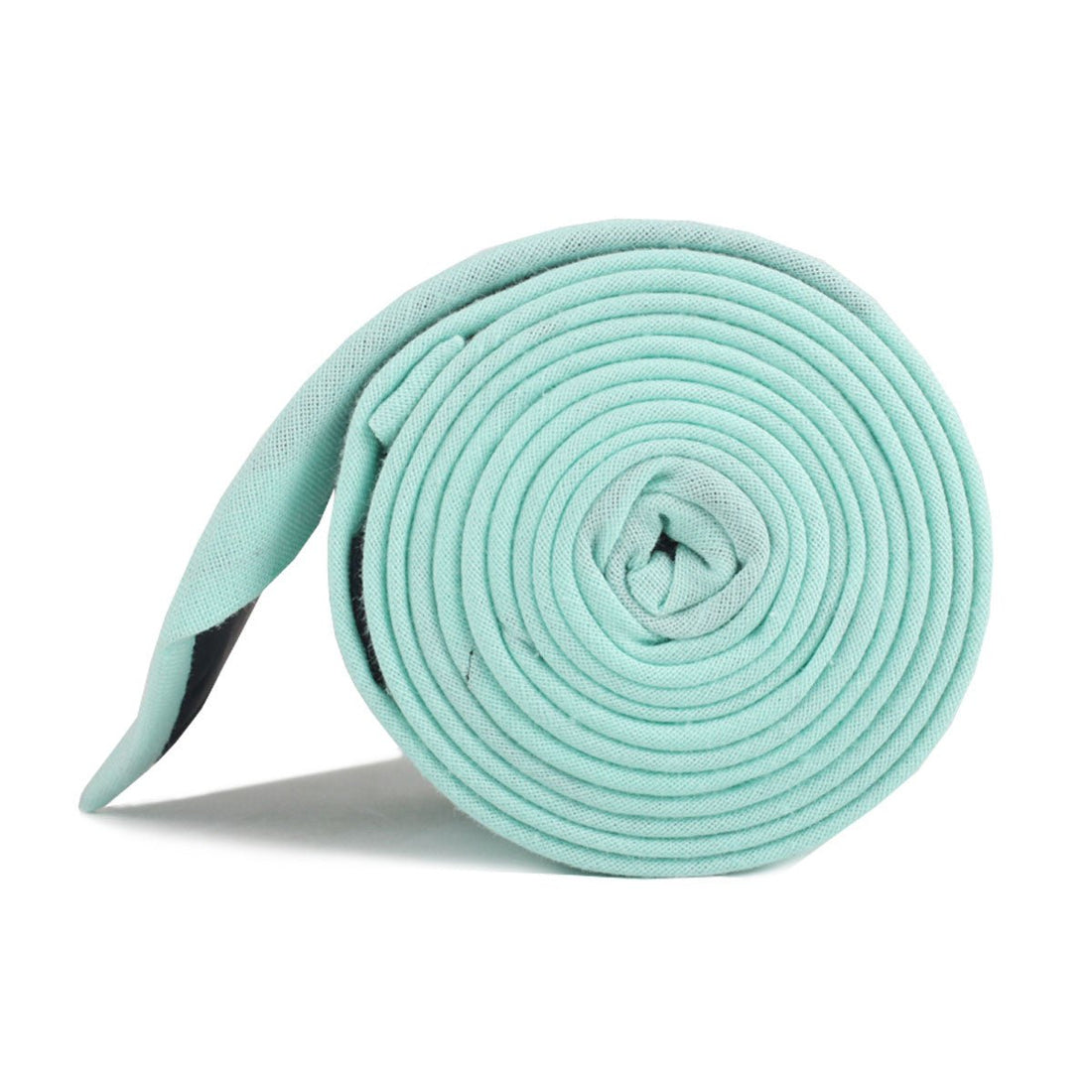 Mint Green Linen Skinny Tie Side Roll