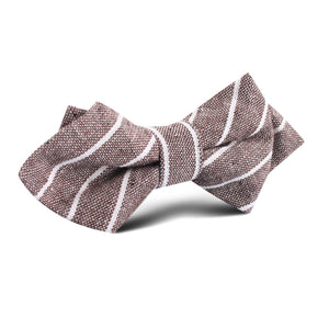 Mocha Brown Pinstripe Linen Diamond Bow Tie