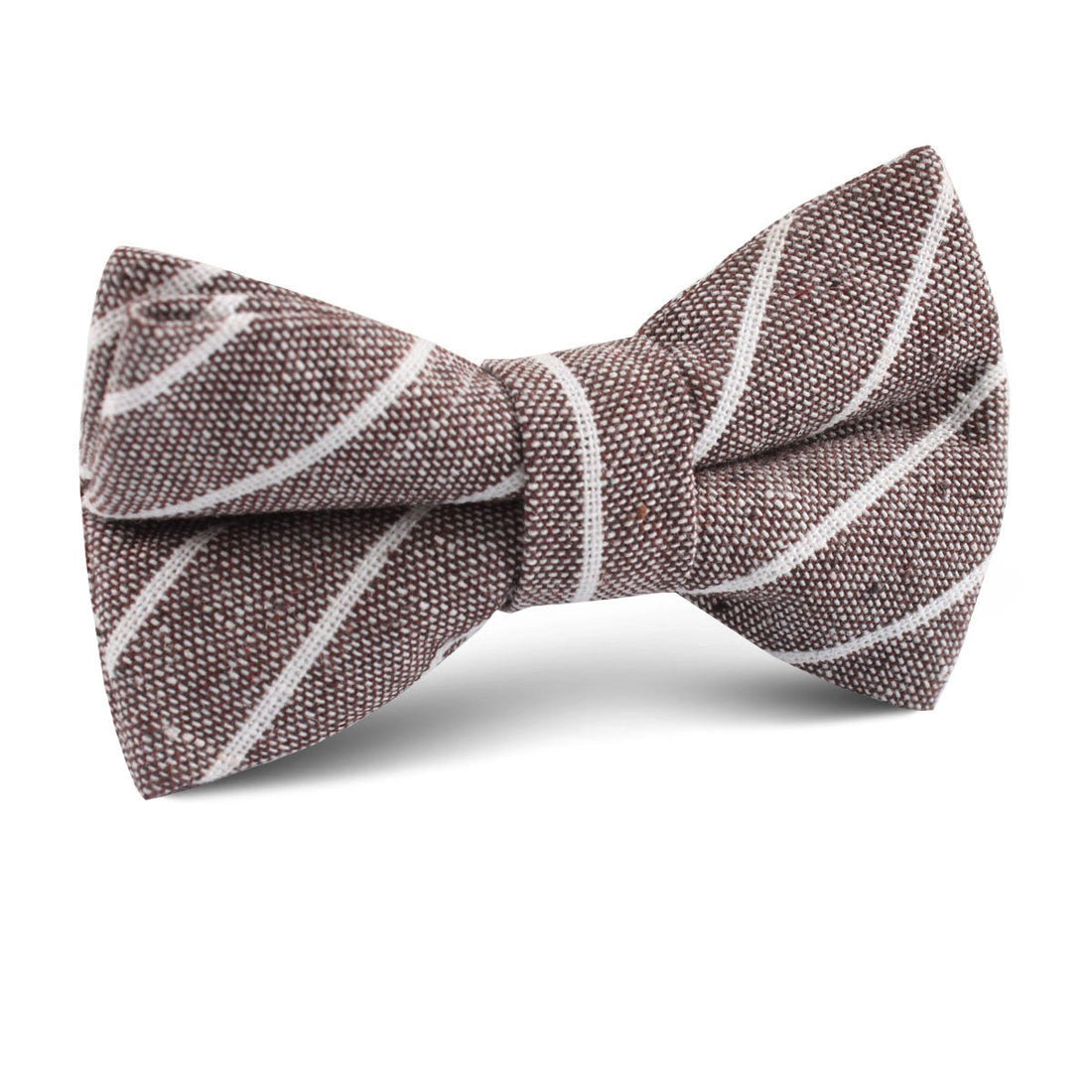 Mocha Brown Pinstripe Linen Kids Bow Tie