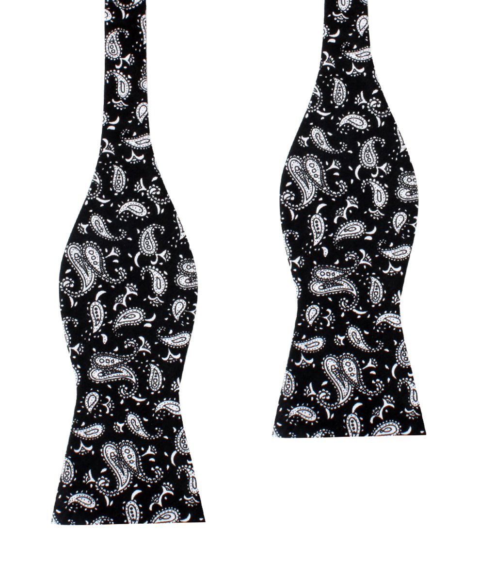 Mr Pollard Black Paisley Self Bow Tie