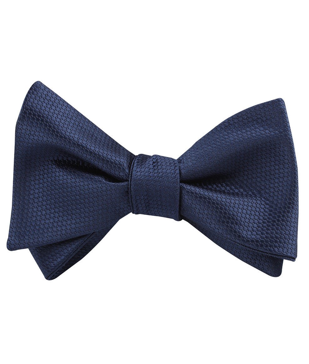 Navy Blue Basket Weave Self Tied Bow Tie