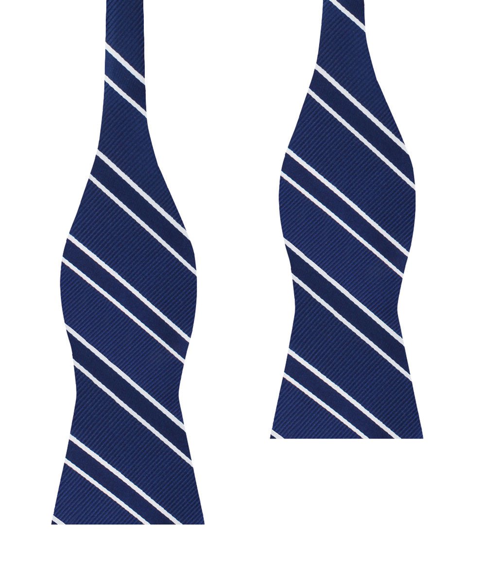 Navy Blue Double Stripe Self Bow Tie