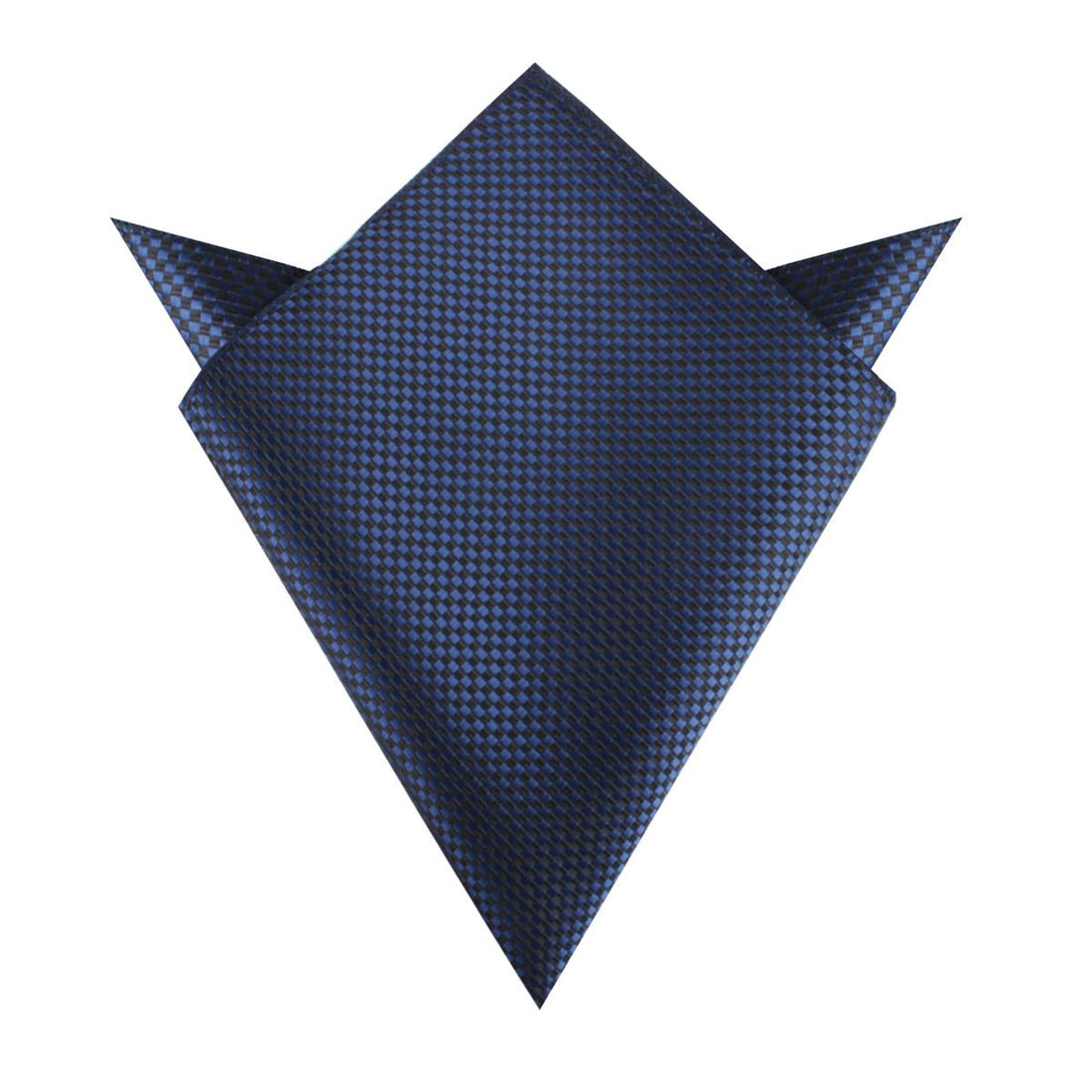 Navy Blue Basket Weave Checkered Pocket Square