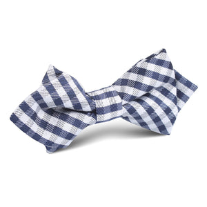 Navy Blue Gingham Diamond Bow Tie