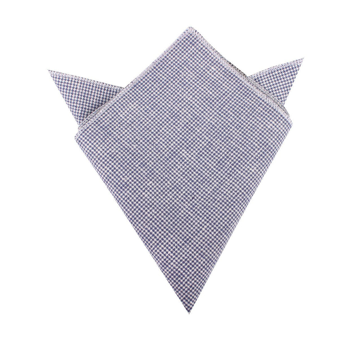 Navy Blue Houndstooth Linen Pocket Square