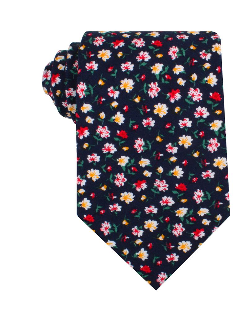 Navy Blue Liberty Floral Flower Necktie