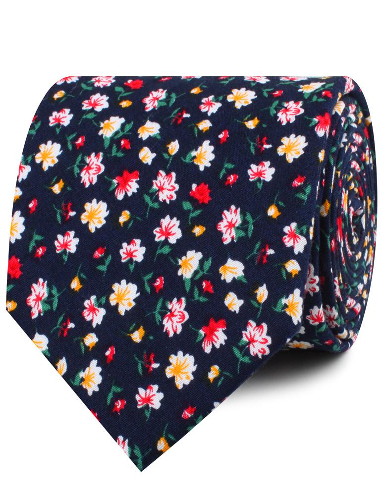 Navy Blue Liberty Floral Flower Neckties