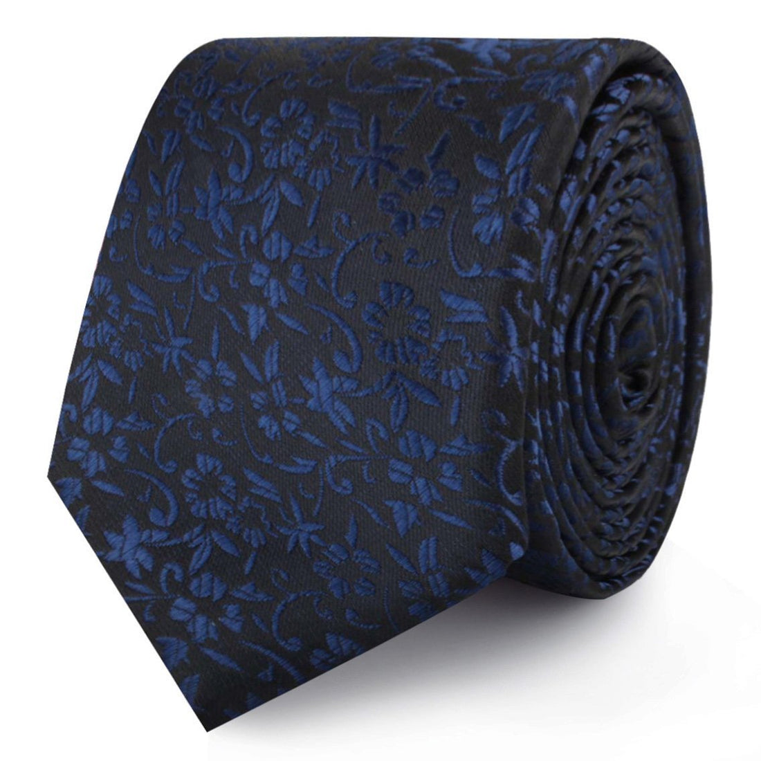 Navy Blue Liberty Floral Skinny Ties