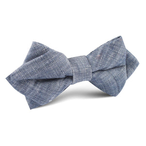 Navy Blue Linen Chambray Diamond Bow Tie