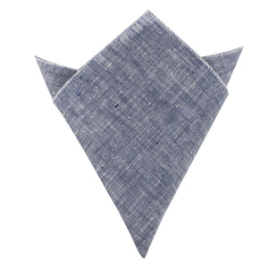 Navy Blue Linen Chambray Pocket Square