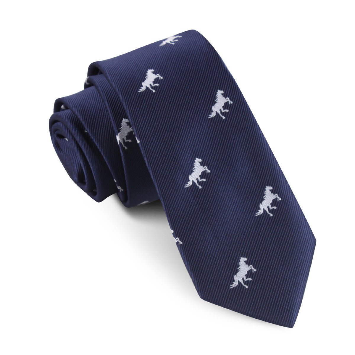 Navy Blue Race Horse Skinny Tie