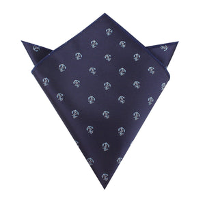 Navy Blue Sail Anchor Pocket Square