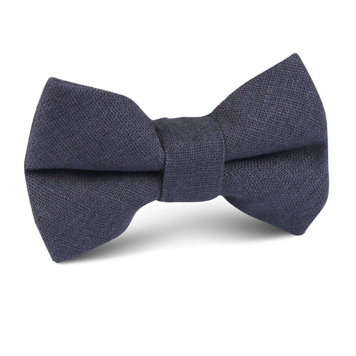 Navy Blue Slub Linen Kids Bow Tie