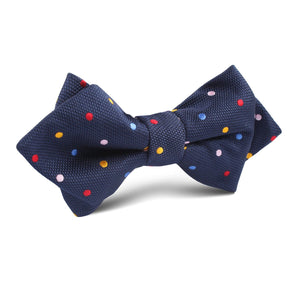 Navy Blue with Confetti Polka Dots Diamond Bow Tie