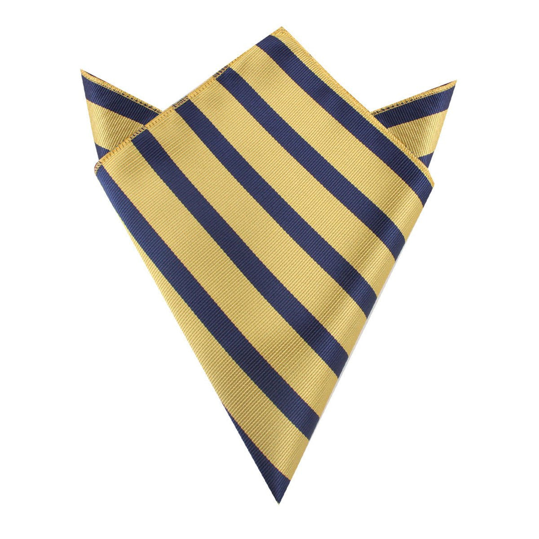 Navy Stripe Yellow Twill Pocket Square